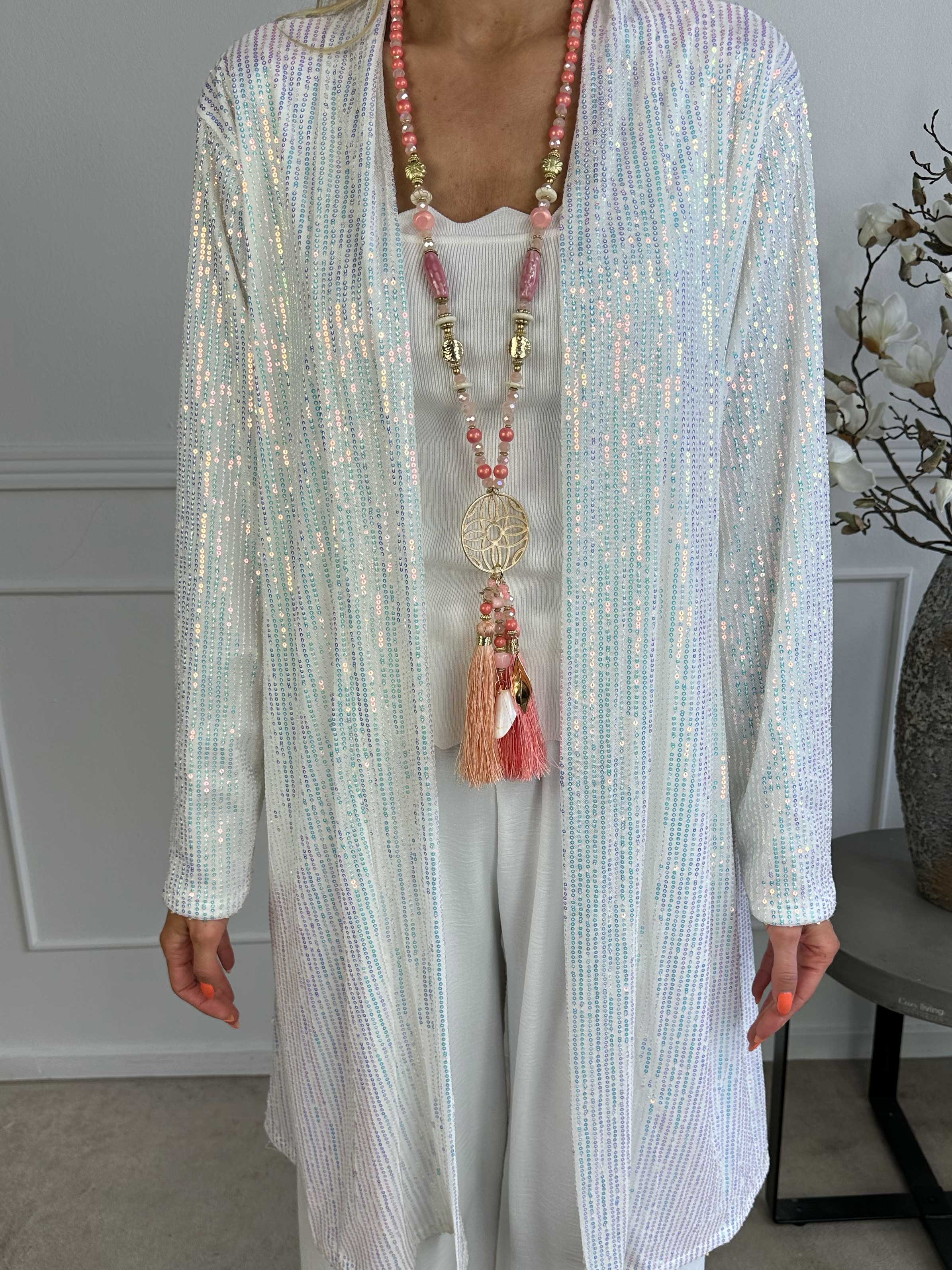 Rosa Glitter - Cardigan med pailletter